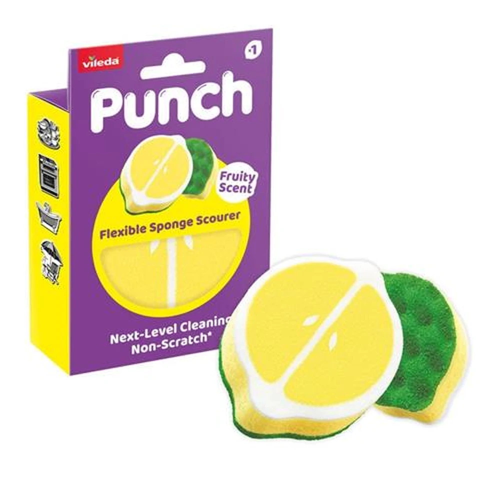 VILEDA Punch Scrub `n` Flex rugalmas súrolószivacs citrom KHTV102