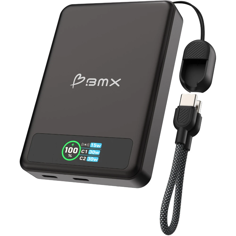 BMX SolidSafe 10K Solid-State Magnetic Powerbank 10000mAh 30W fekete BMX-B939-10-BL