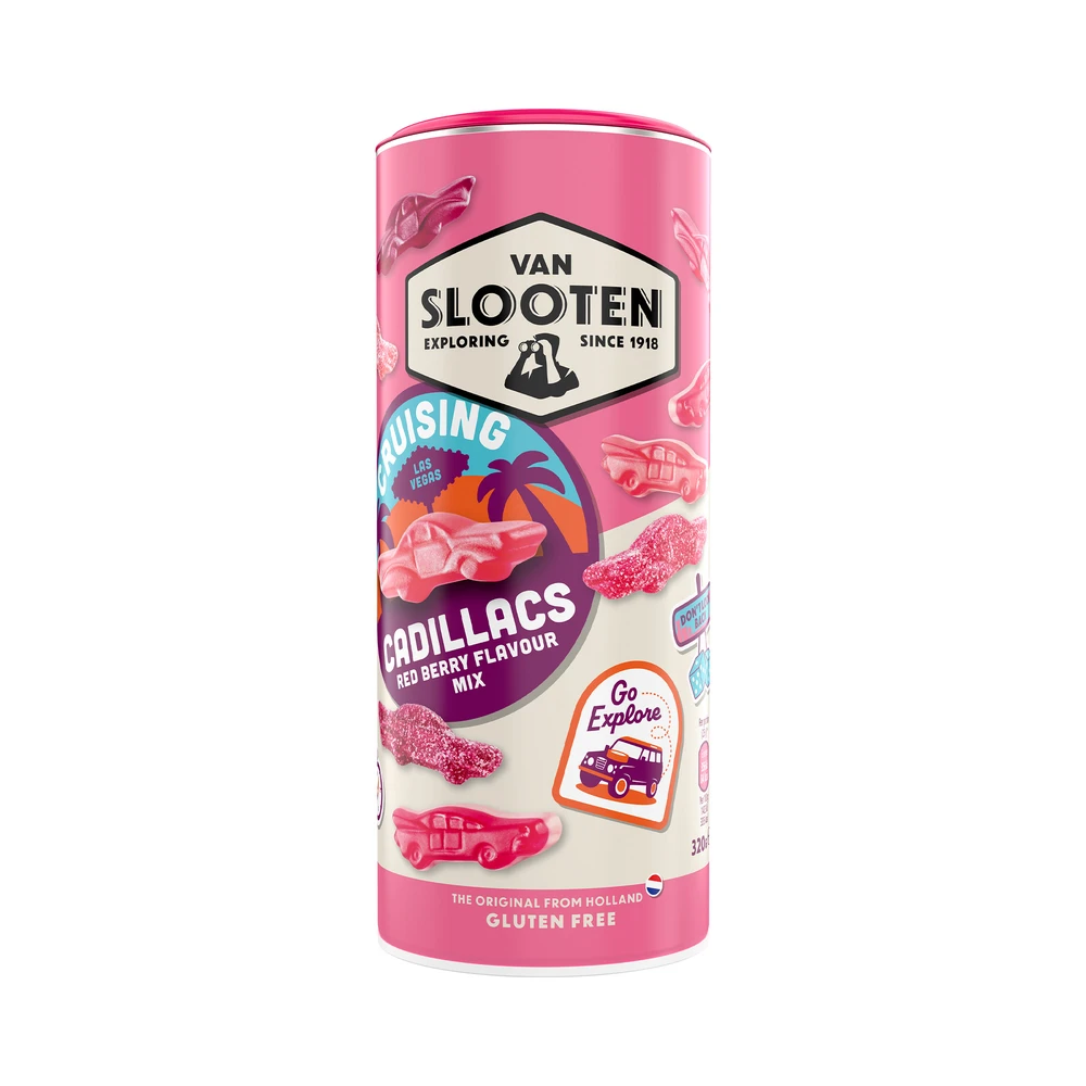 VAN SLOOTEN Gluténmentes pirosgyümölcsös gumicukor mix 320g 103592