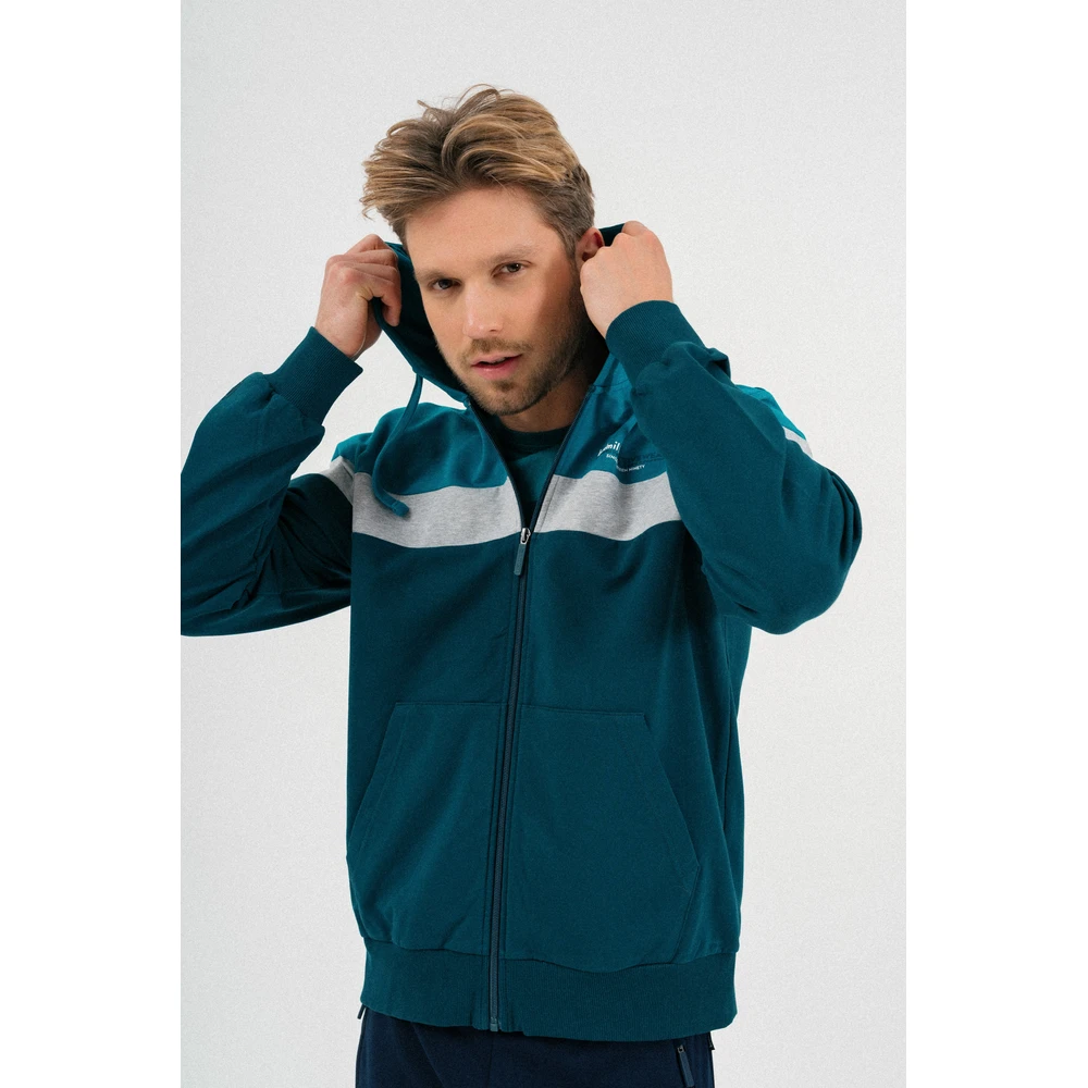 BUDMIL Hooded szabadidőfelső Man M green-gray melanzs