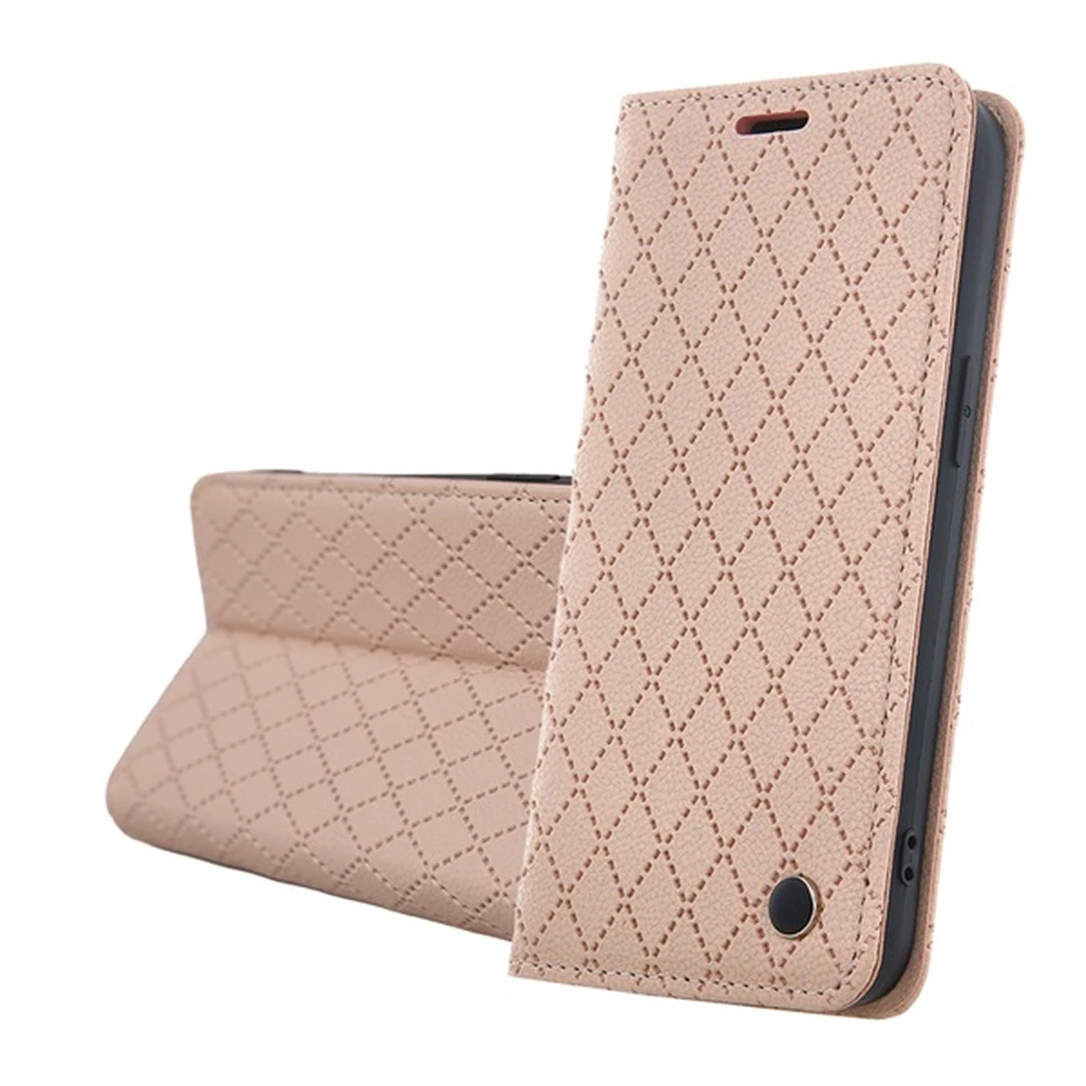 GIGAPACK Flip to the side blooming desktop durable case kártyatartóval 3D rombusz pattern Samsung Galaxy A57 5G beige GP-192001