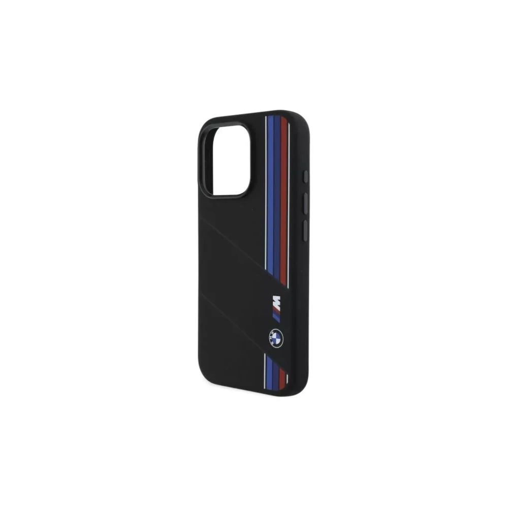 BMW Silicone Cut Tricolor Lines MagSafe tok iPhone 16 Pro fekete BMHMP16L23SCUK