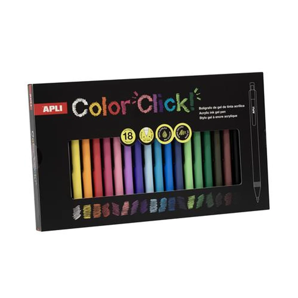 APLI Color Click Zseléstoll acrylic tintával 0.7mm push-button 18 color LCA20642