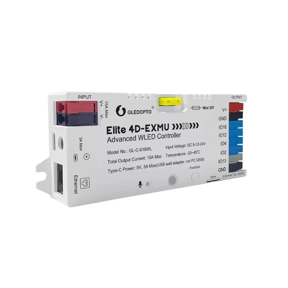 GLEDOPTO Elite 4D-EXMU RGBIC LED controller WiFi Ethernet GLE-REL-C618WL