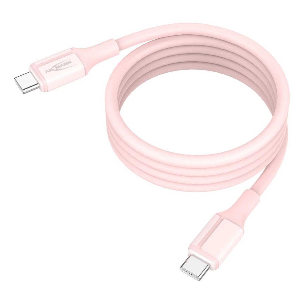 ANSMANN USB C Magnetic Szilikonkábel Pink 120cm 1700-0205