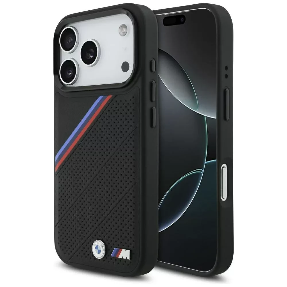 BMW M Tricolor Metal Logo MagSafe tok iPhone 17 Pro / iPhone 18 Pro fekete BMHMP17L25PCSPEK