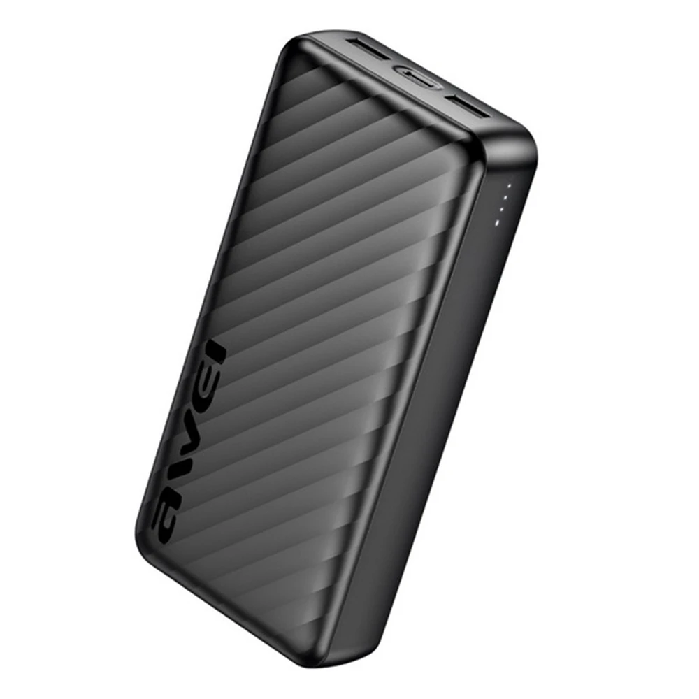 AWEI P6K Pro hitne punjač 2 USB+Type-C podloška 20000mAh 12W LED indikacija crno