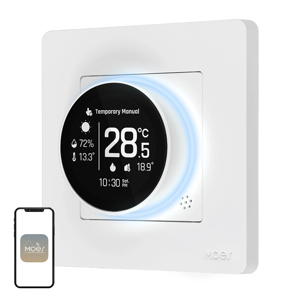 MOES ZigBee thermostat vízfűtéshez ZHT-SR-GA-WH-MS