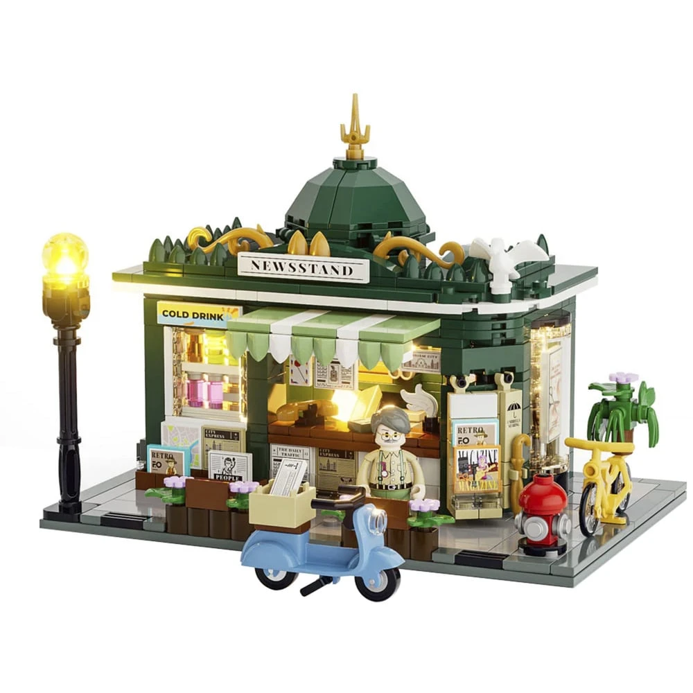 LUMIBRICKS Újságosstand építőjáték LED-világítással 556 db-os Stadtleben F9023