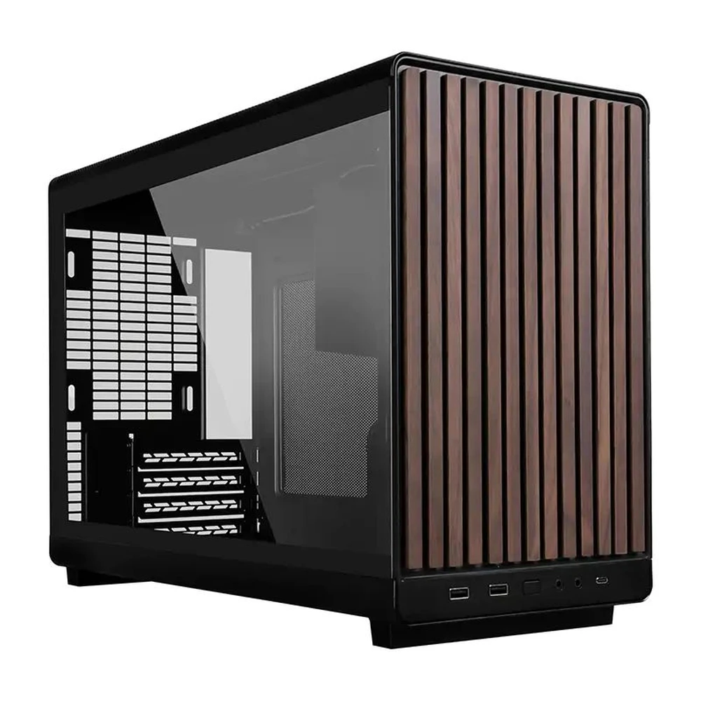 LIAN LI A3-mATX Wood Edition számítógépház edzett üveg fekete A3X-WDG