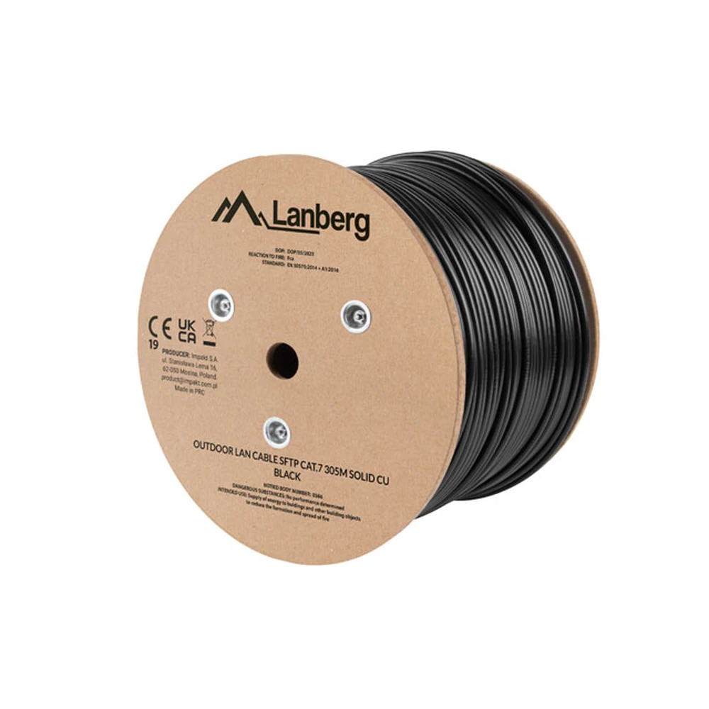 LANBERG UTP CAT7 S/FTP Draussen Telepítői Kabel Schwarz 305m LCS721CU0305BK LCS7-21CU-0305-BK