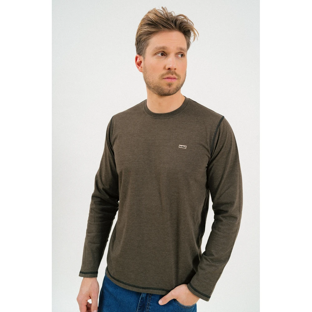 BUDMIL Thin long sleeve upper Man M khaki-melír