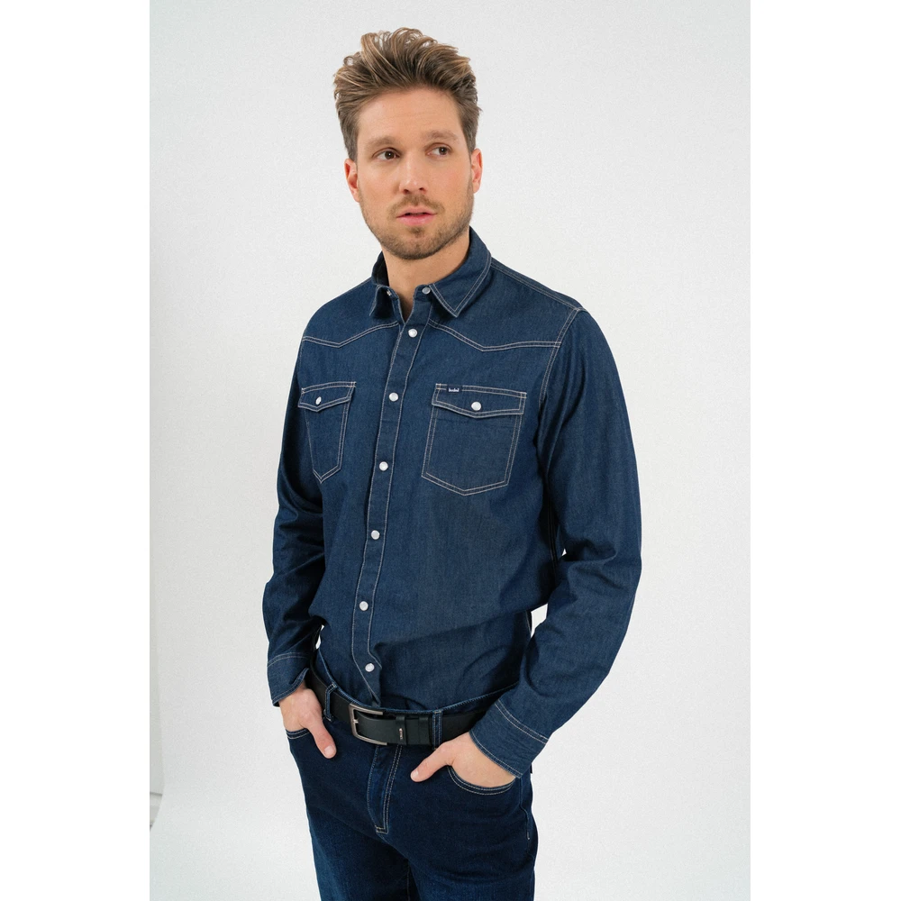 BUDMIL Regular fit farmering Man M s.kék