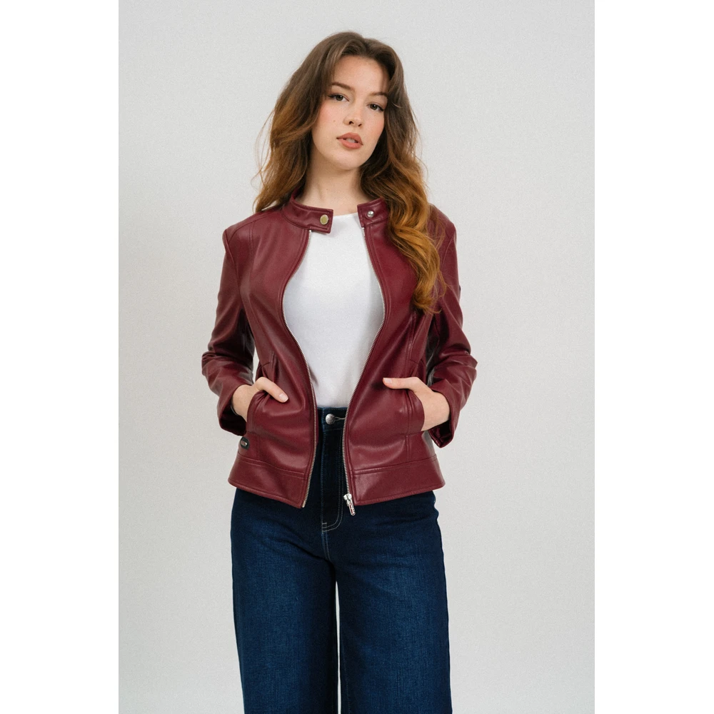 BUDMIL Karcsúsított pleather dzseki Female XL bordeoux