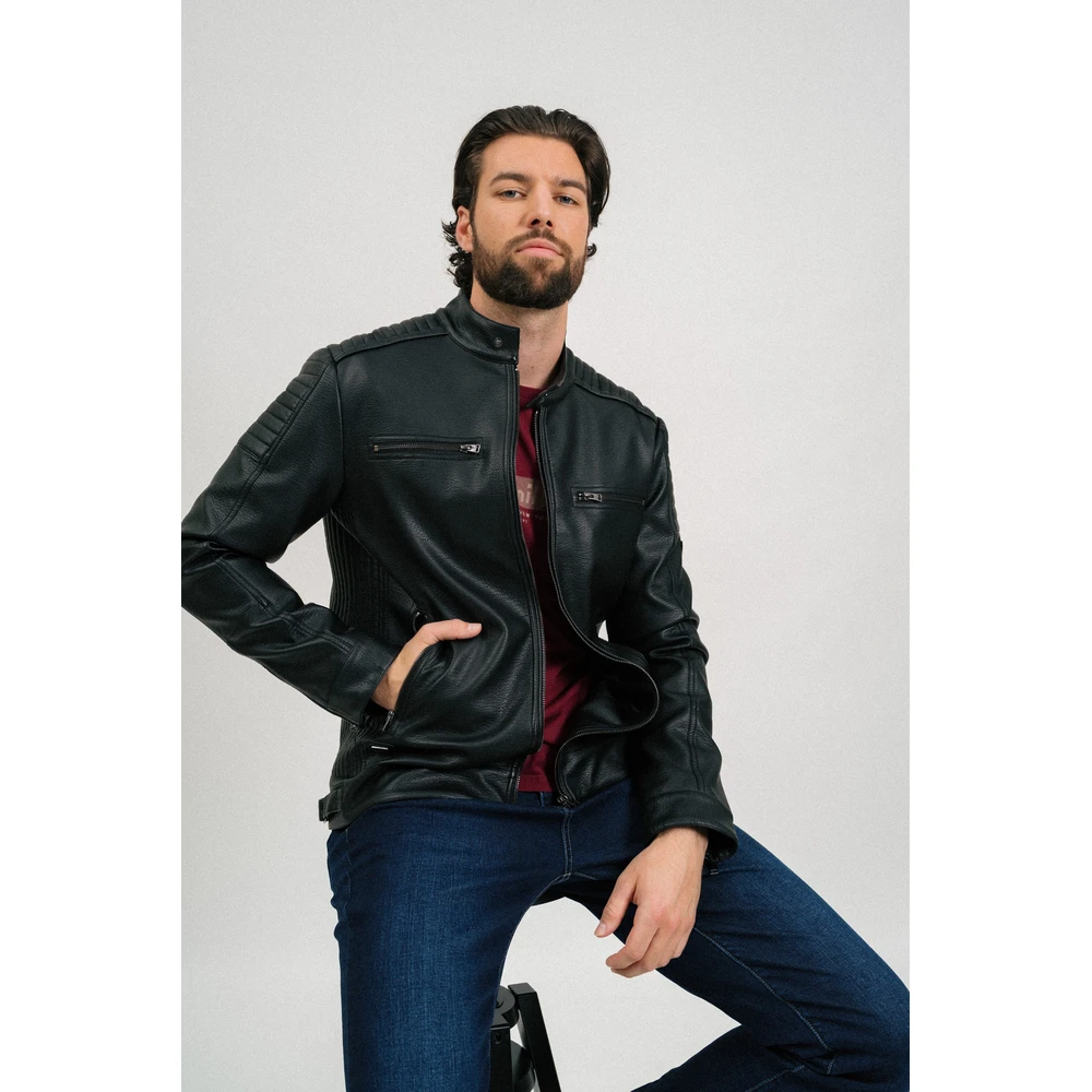 BUDMIL Fémcímkés pleather dzseki Man M black
