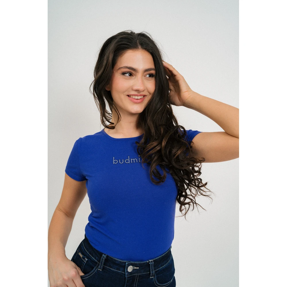 BUDMIL Karcsúsított polo strasszos decoration Female XS blue