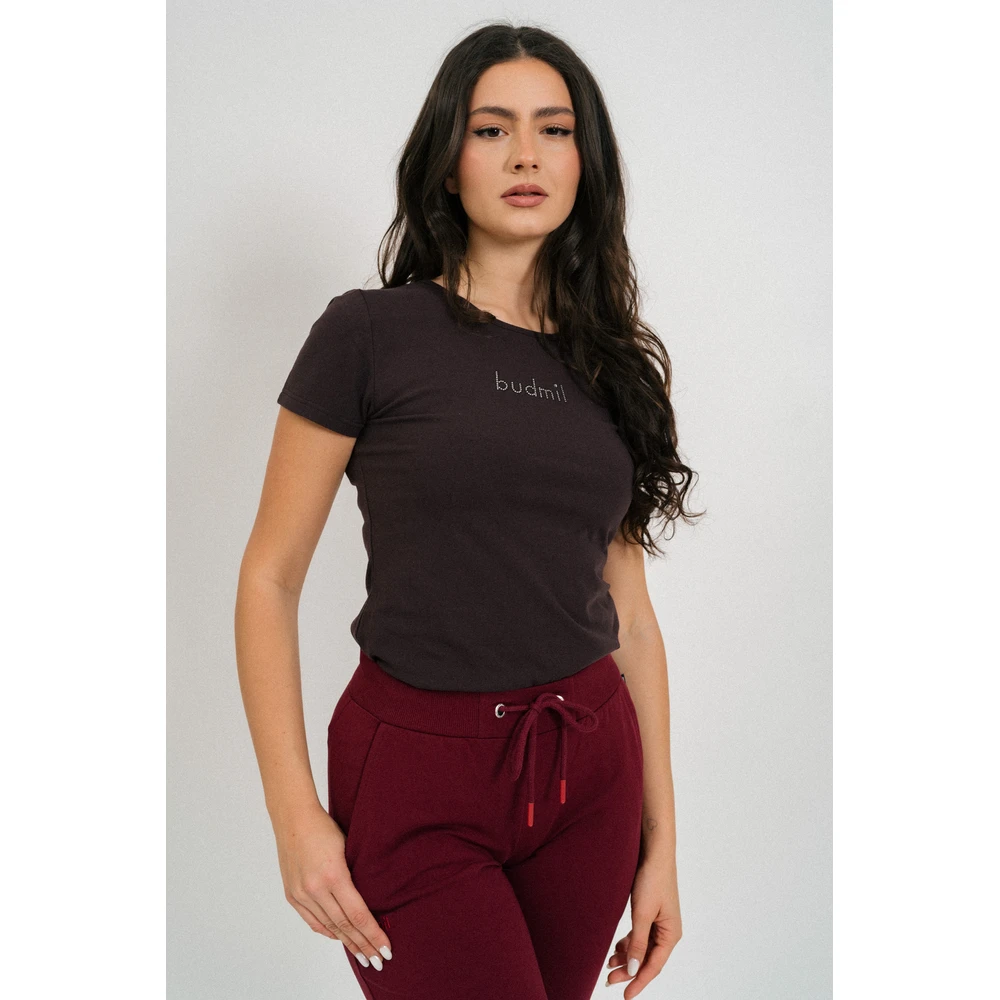 BUDMIL Karcsúsított polo strasszos decoration Female XS brown