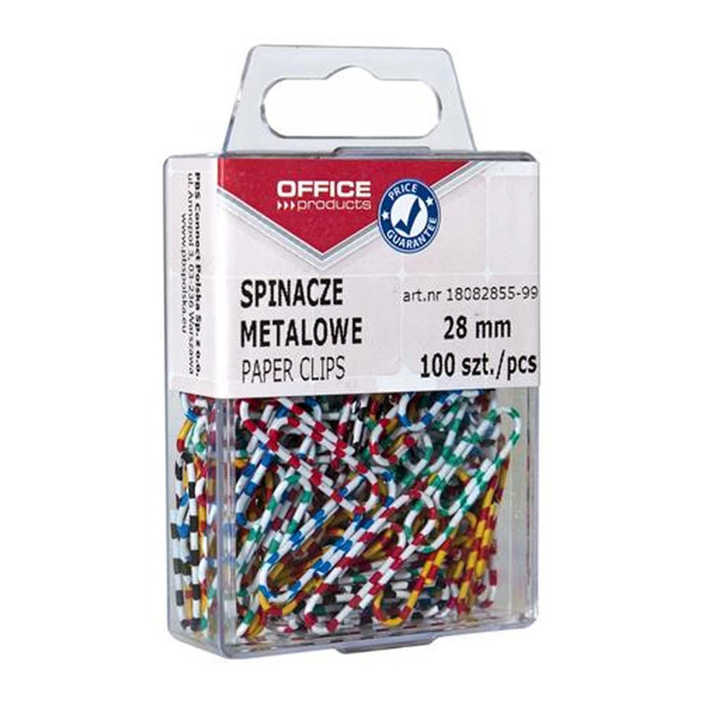 OFFICE PRODUCTS Gemkapocs 28 mm csíkos színes 100 db/doboz
