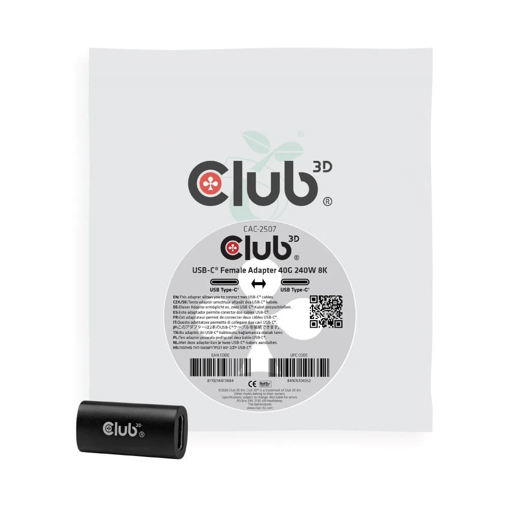 CLUB3D USB 4.0 Type C coupling 40Gbps 240W 8K60Hz CAC-2507