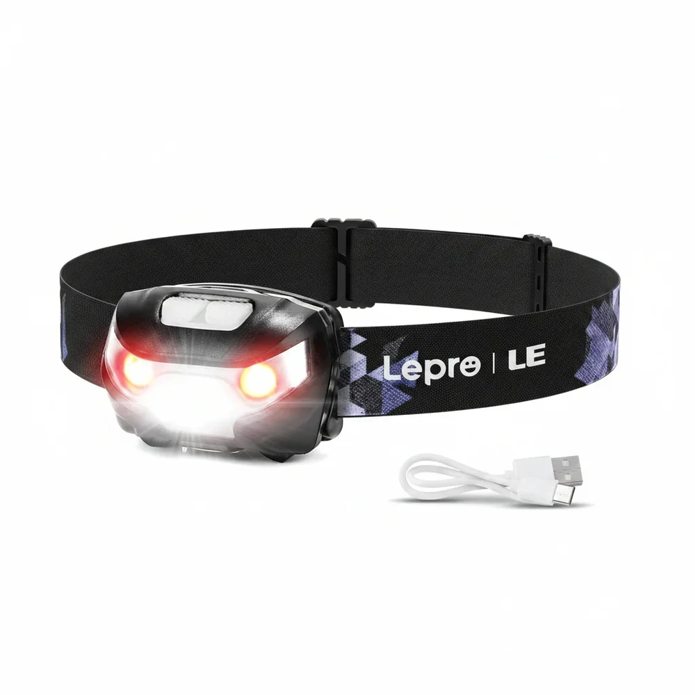 LEPRO Headlight 3 LED 300lm 1200mAh black 3200008