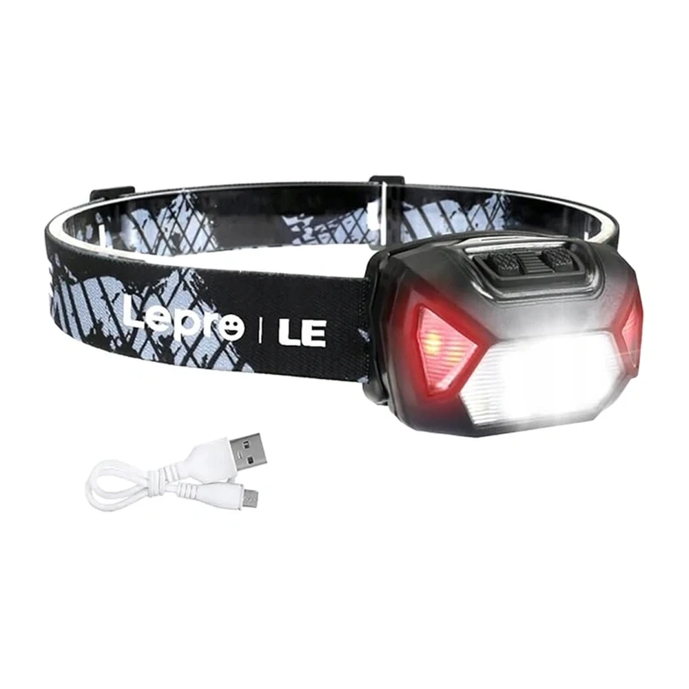 LEPRO Headlight LED 300lm USB-C black 320014