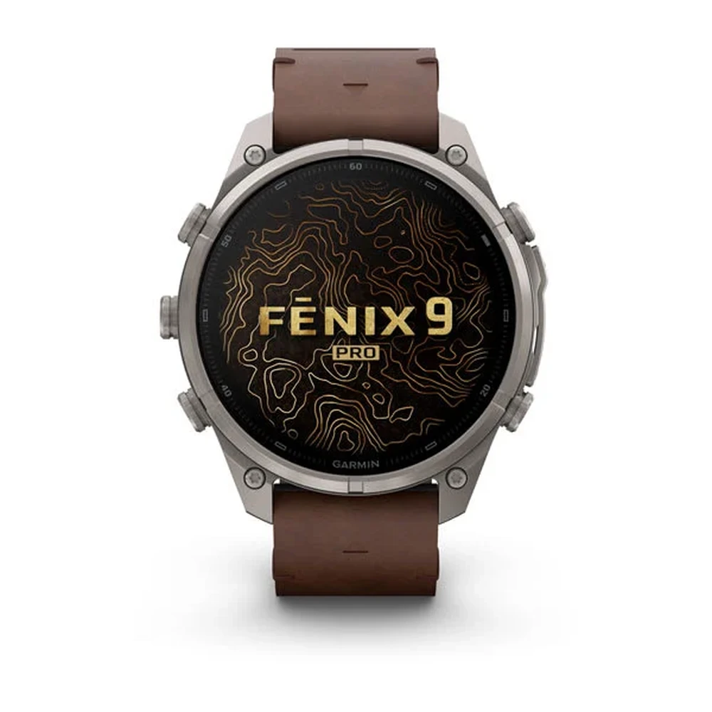 GARMIN Fenix 9 Pro inReach Amoled 47mm Titanium mogyoróbarna bőr- and pebble gray silicone strap (ED XD) 010-04336-41