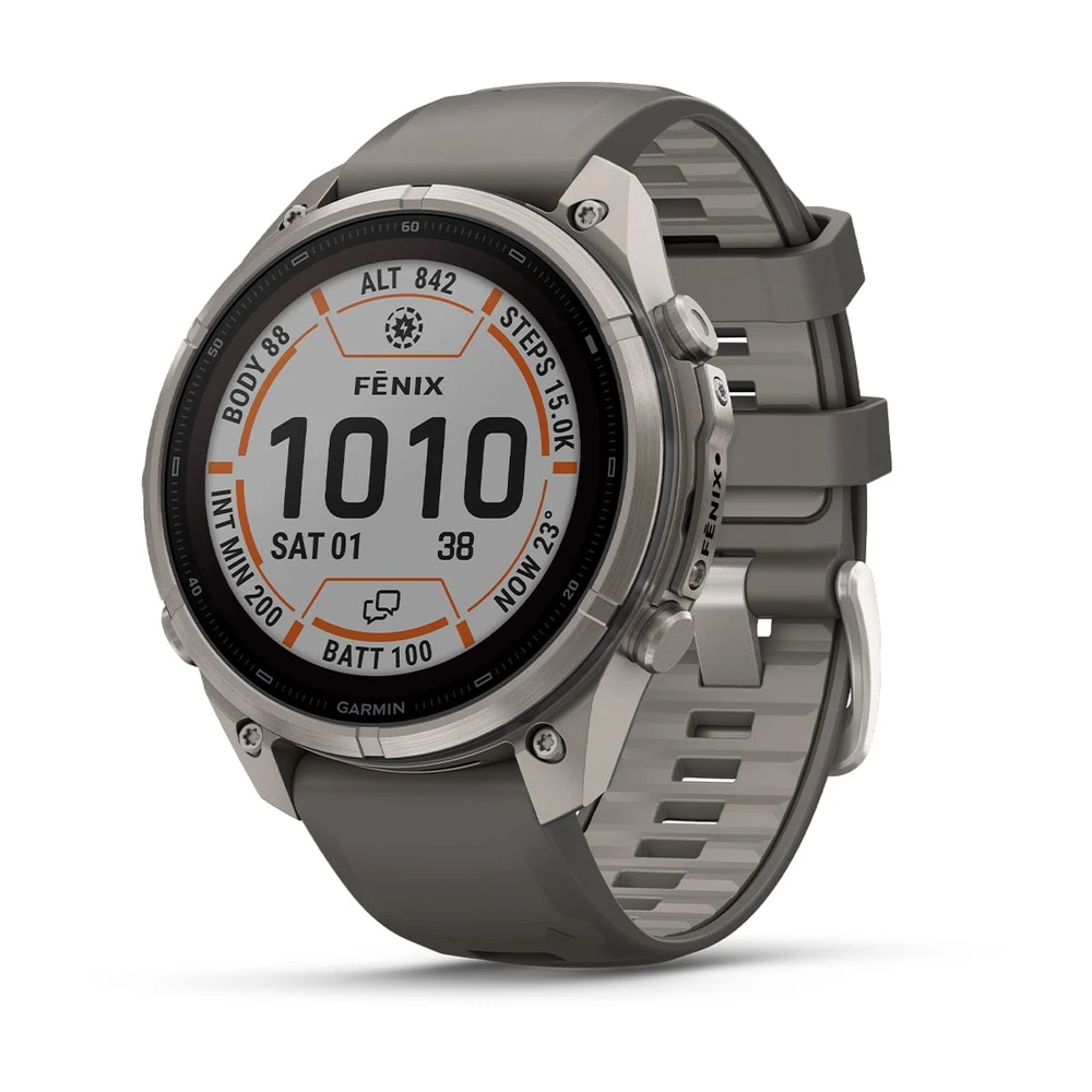 GARMIN Fenix 9 Pro inReach Solar MIP 47mm Titanium pebble gray silicone strap (ED XD) 010-04338-01