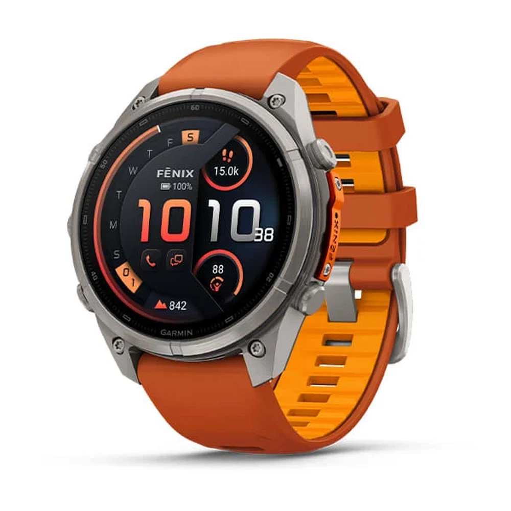 GARMIN Fenix 9 Pro inReach 47mm Amoled Titanium orange silicone strap (ED XD) 010-04336-01
