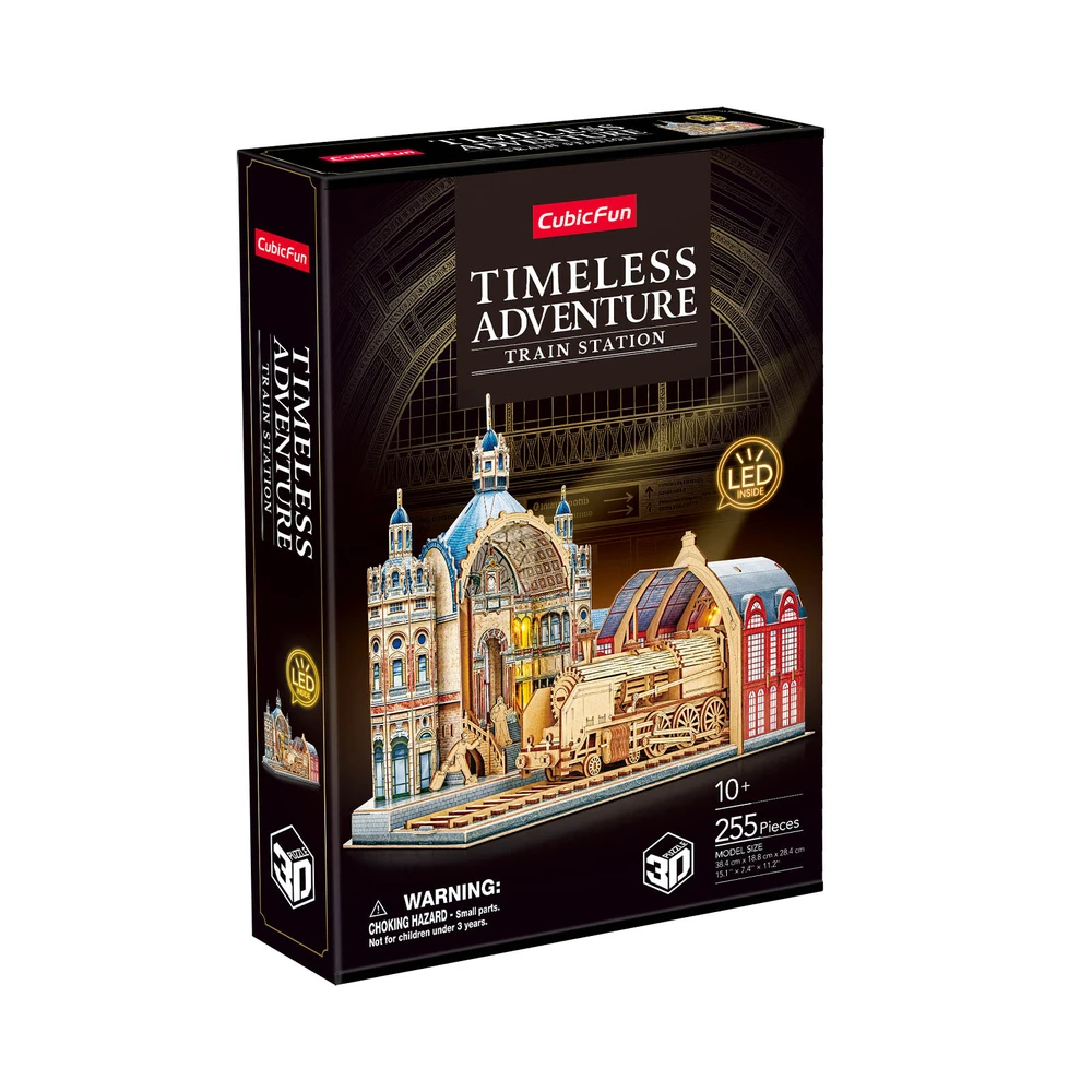 CUBICFUN 3D puzzle Vasútállomás LED-es