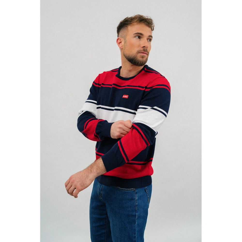 BUDMIL Kötött sweater Man M s.kék-piros