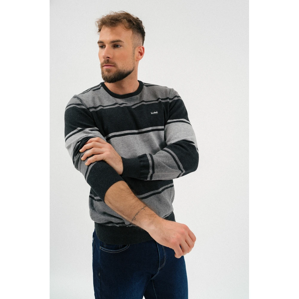 BUDMIL Kötött sweater Man M grey melanzs