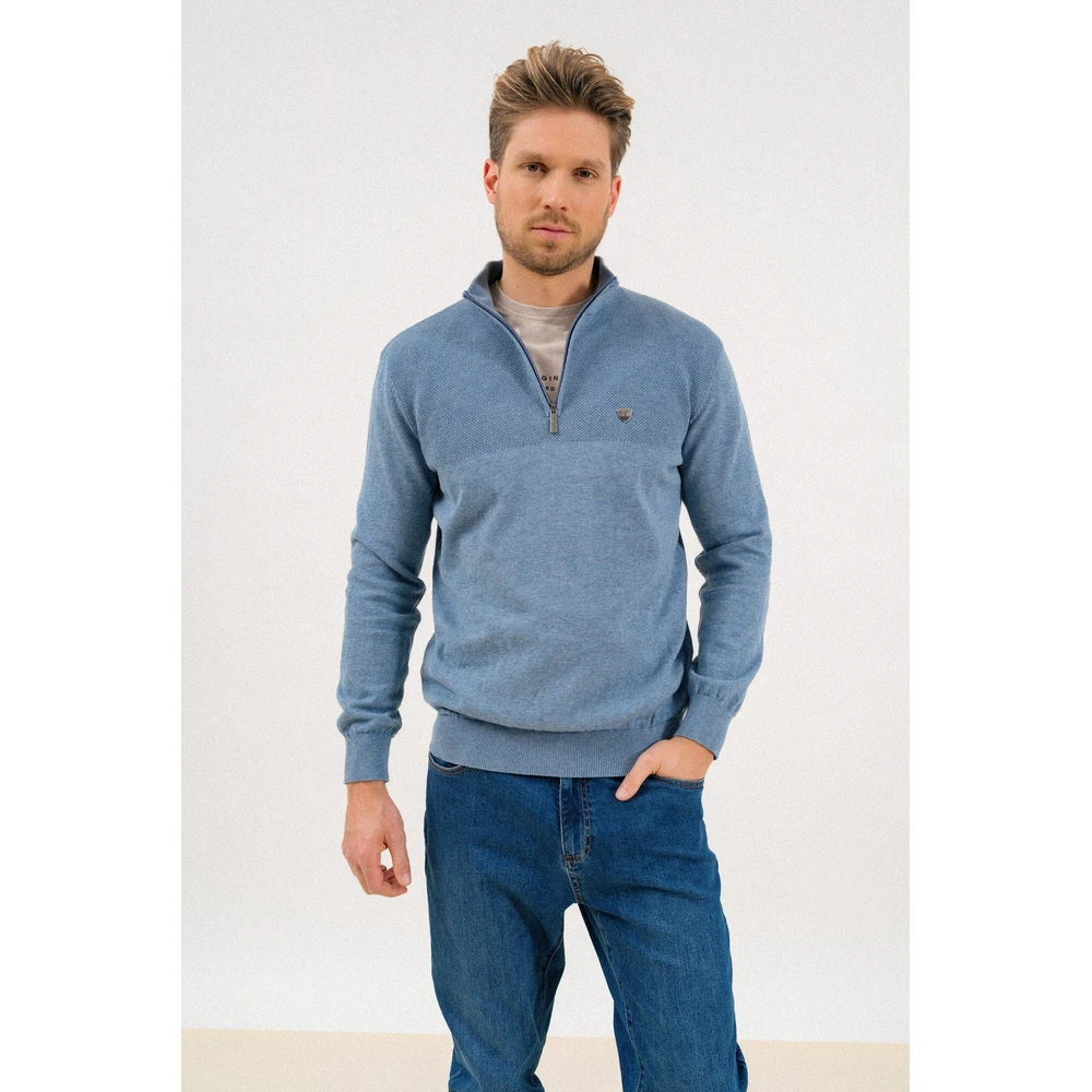 BUDMIL Kötött sweater Man XXL blue melanzs