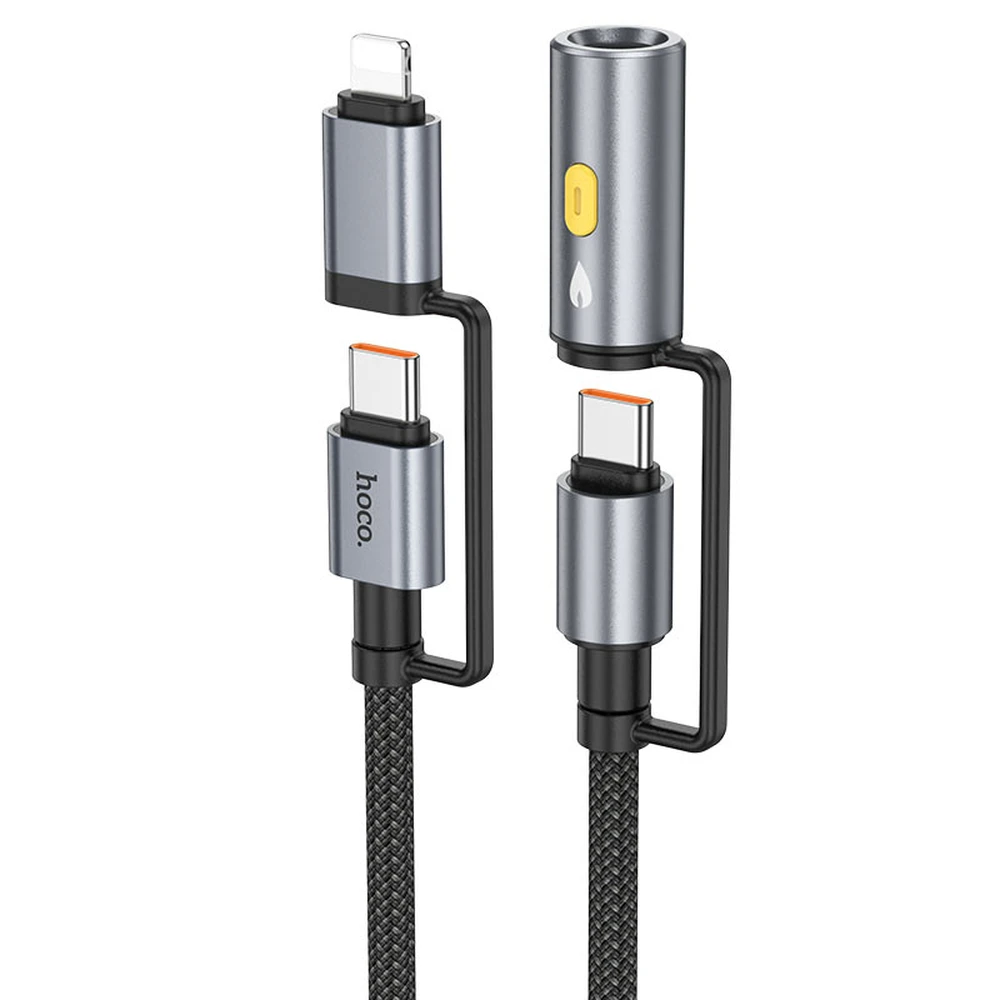 HOCO USB 2.0 Type C Lightning Töltő/adat Fekete 1.2m U138 U138 LIGHTNING LED BLACK