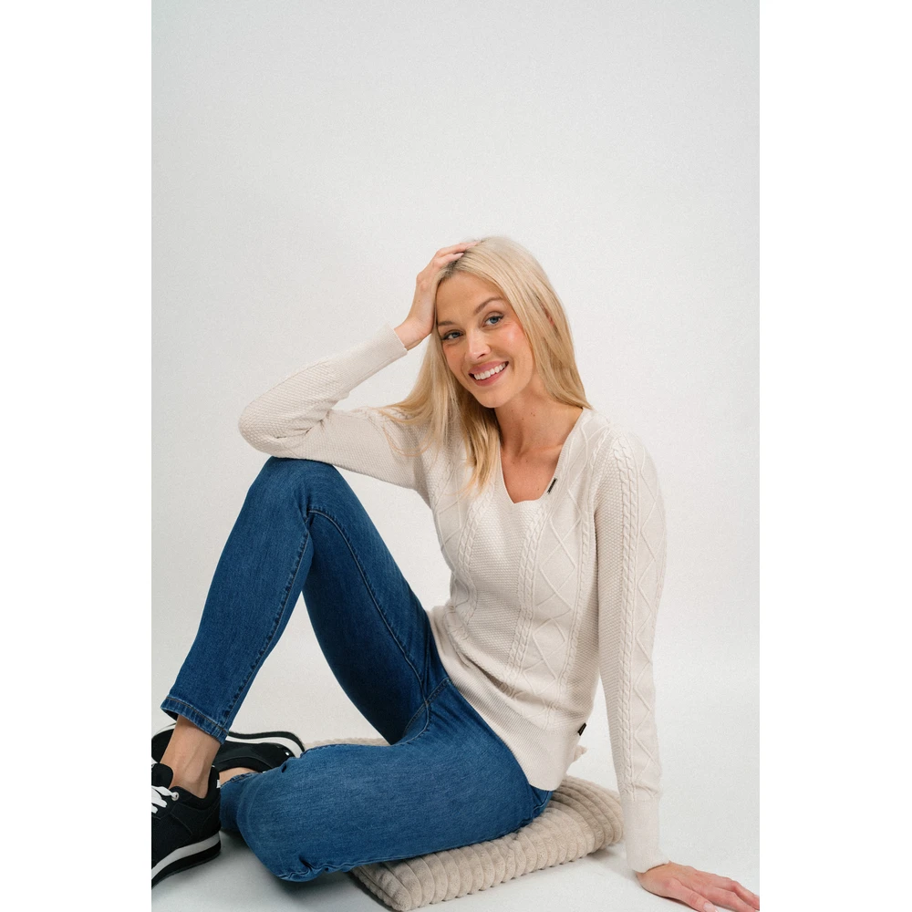 BUDMIL V-nyakú bound sweater Female S off-white