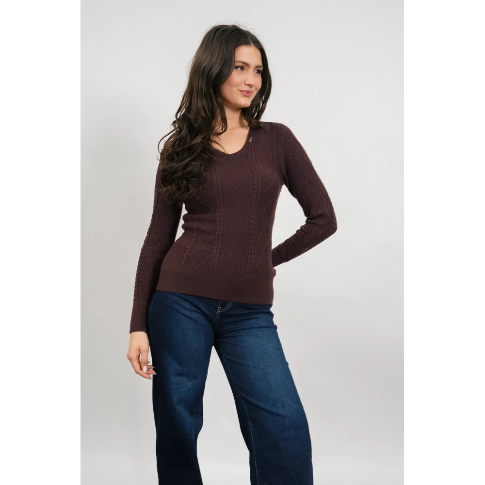 BUDMIL V-nyakú bound sweater Female XXL brown