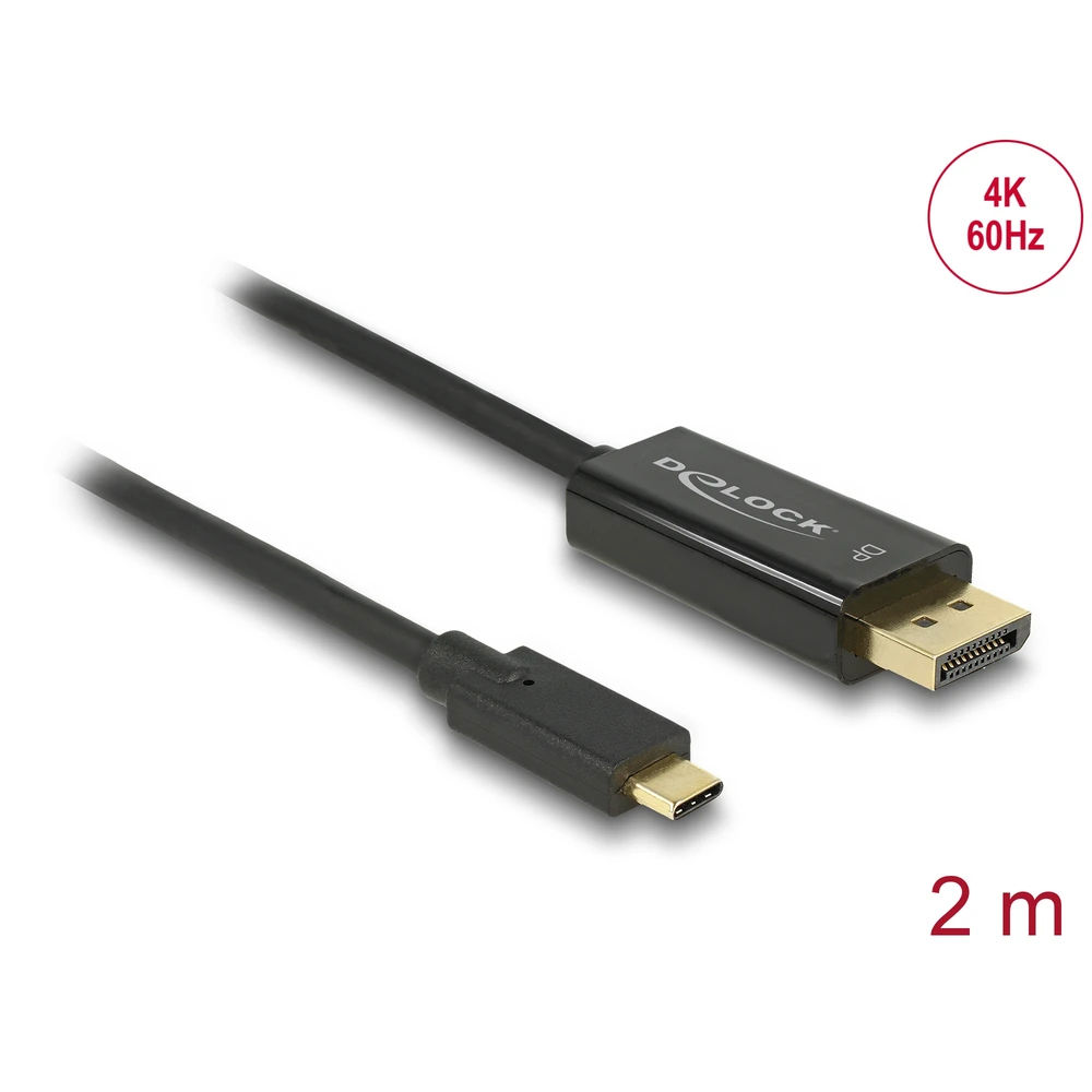DELOCK USB 3.0 Type C DisplayPort Transformator Schwarz 2m 85256