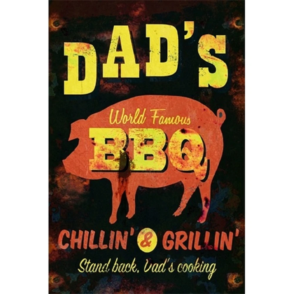 PF Dads BBQ 20x30 cm-es retro dekor fémtábla