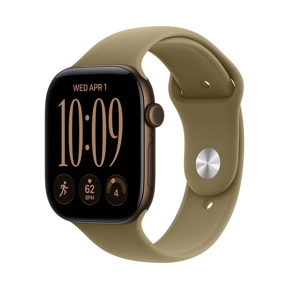 APPLE Watch Series 12 GPS 46mm sötétbronz aluminum case olívazöld sport strap M/L mjeu4mp/a