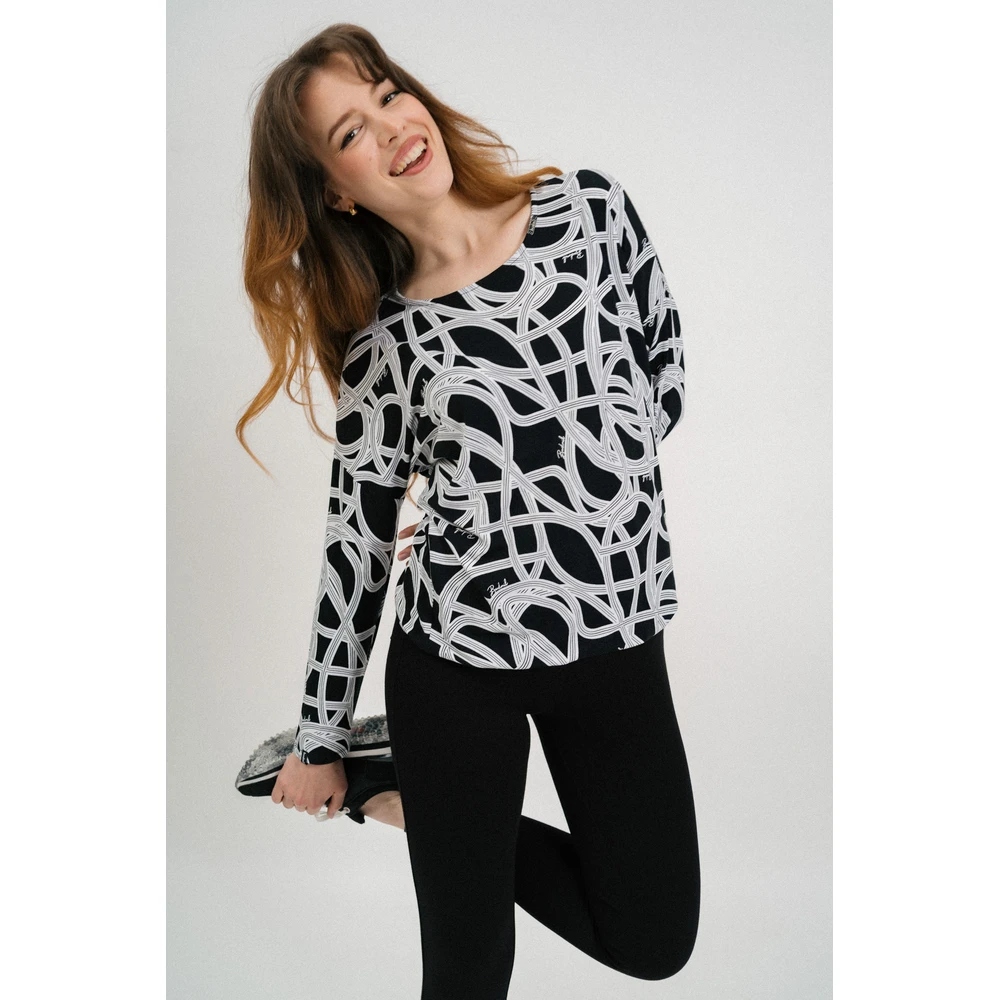 BUDMIL Thin lezser long sleeve upper Female XL black-white