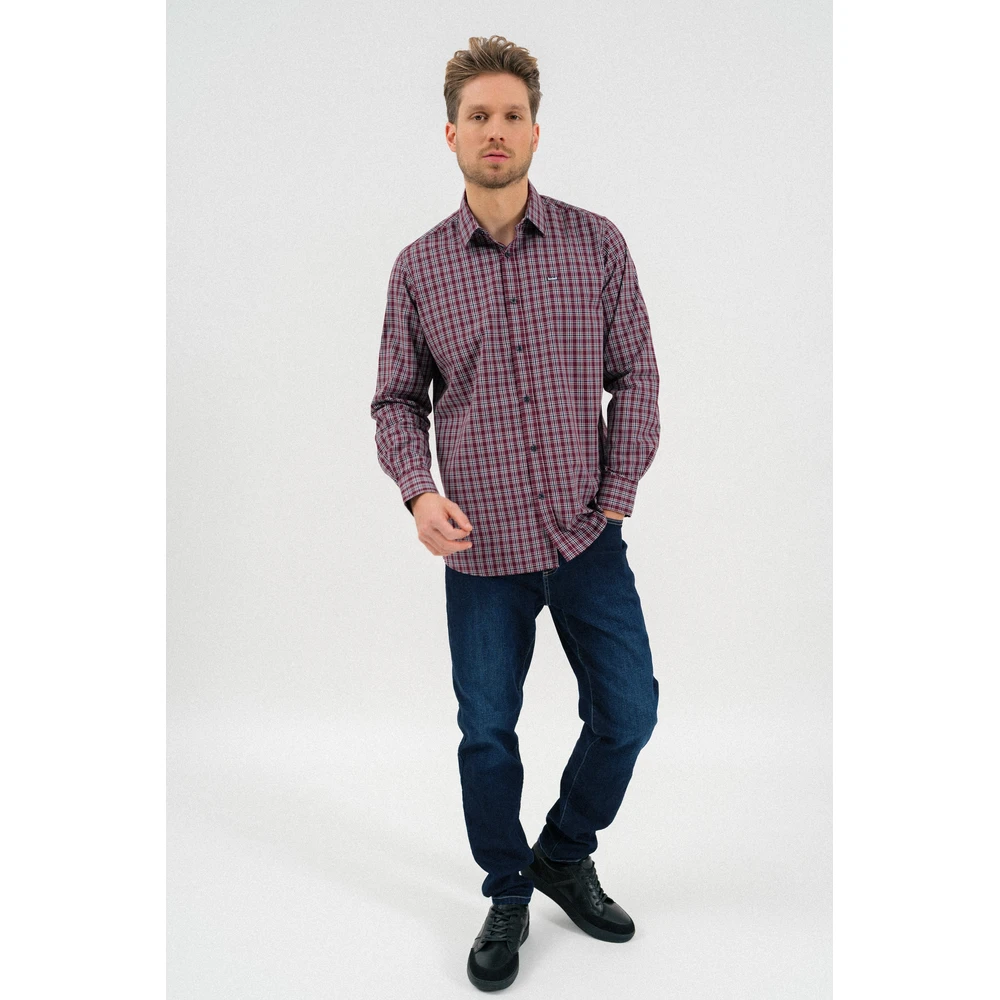 BUDMIL Modern fit long sleeve squares ing Man M bordeoux