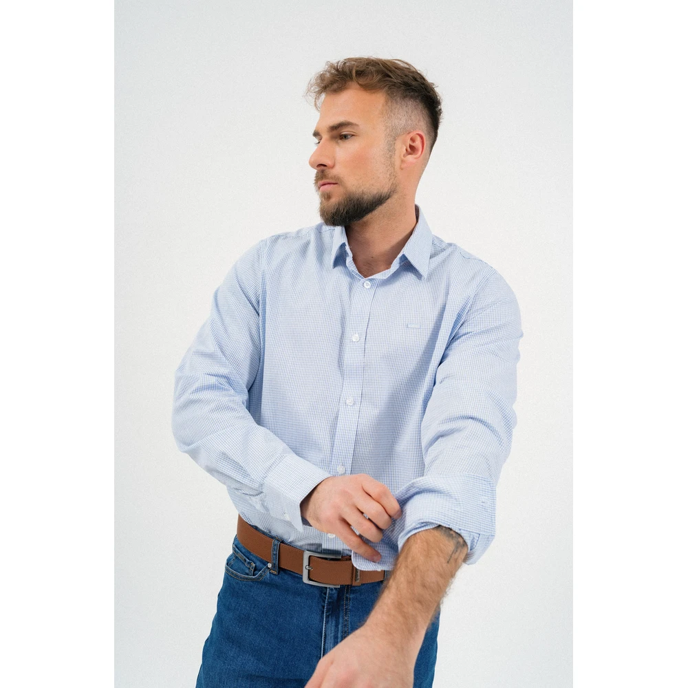 BUDMIL Modern fit long sleeve squares ing Man XXL azure