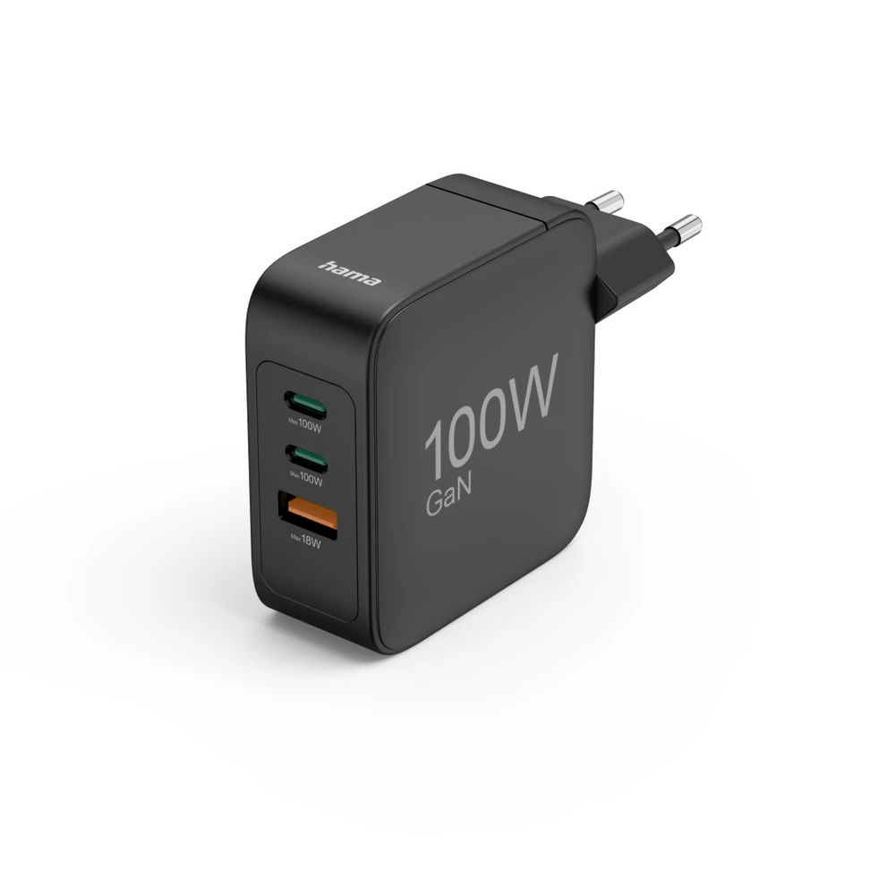 HAMA Hálózati töltő USB + 2x Type-C "PD/QC" 100W fekete