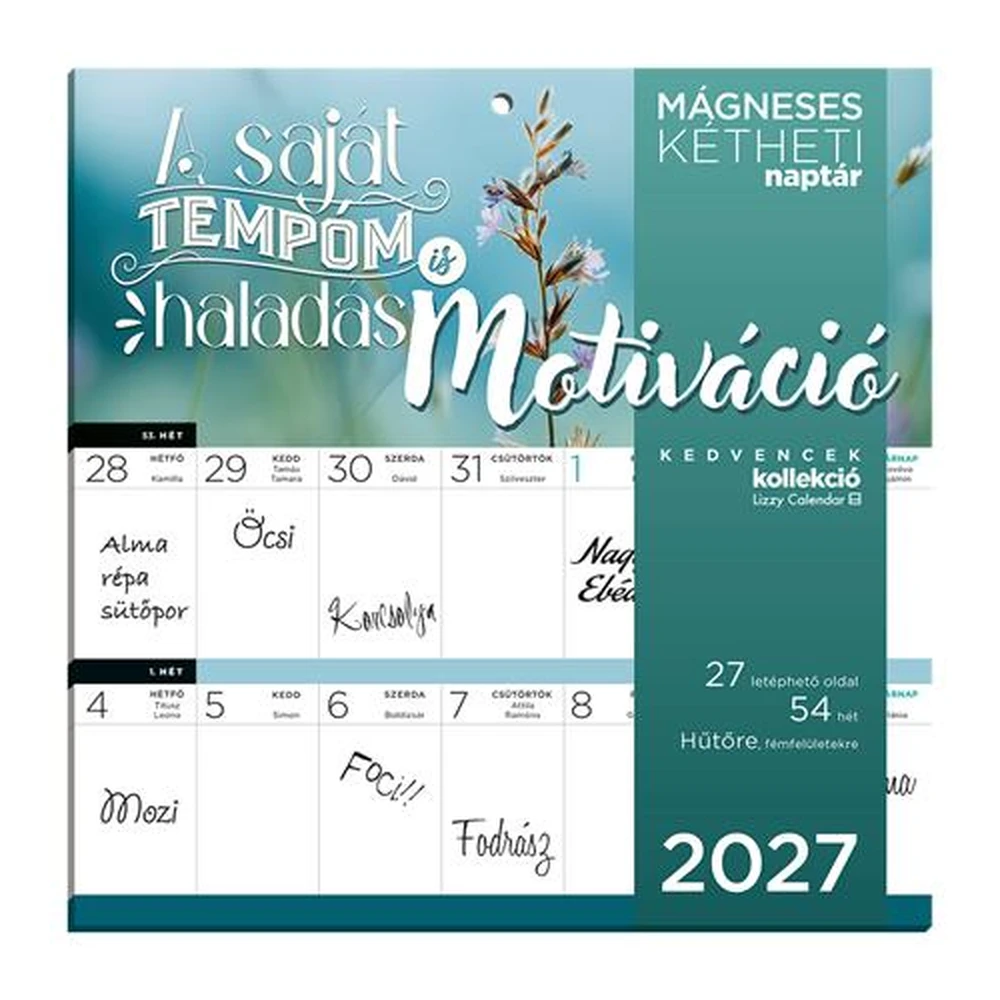 LIZZYCALENDAR Magnetic kétheti falinaptár 2027 22x22 cm Motiváció