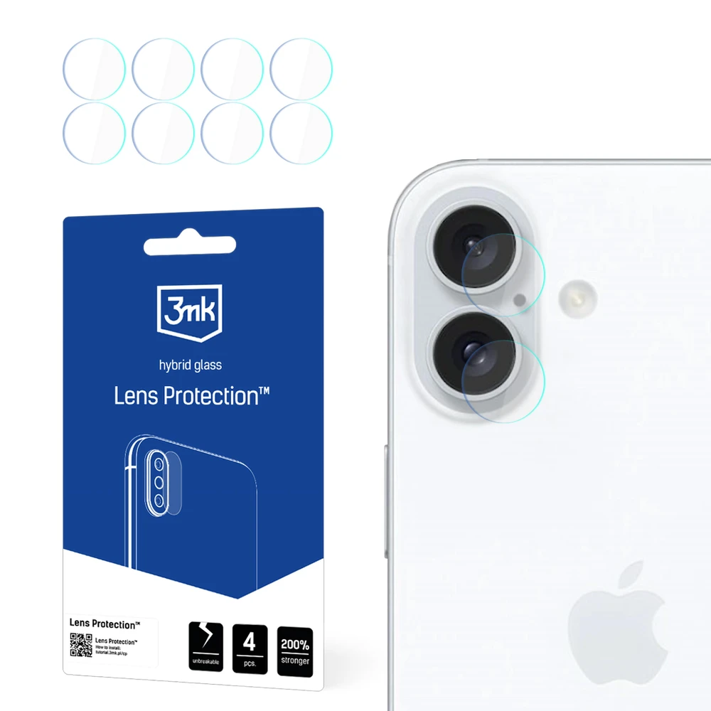 3MK iPhone 16 Plus 3MK LENS PROTECTION kameravédő üveg 4db flexibilis 7H ÁTLÁTSZÓ