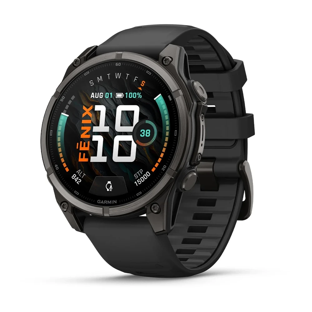 GARMIN Fenix 9 47mm Amoled karbonszürke DLC Titanium black silicone strap (ED) 010-04762-11