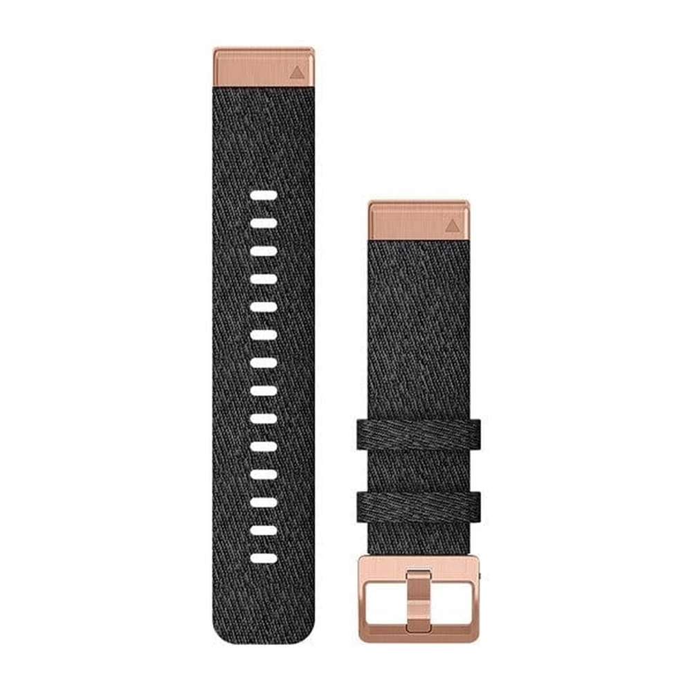 GARMIN Fenix 6S óraszíj 20mm nylon fekete nylon Rose Gold csat (QuickFit)