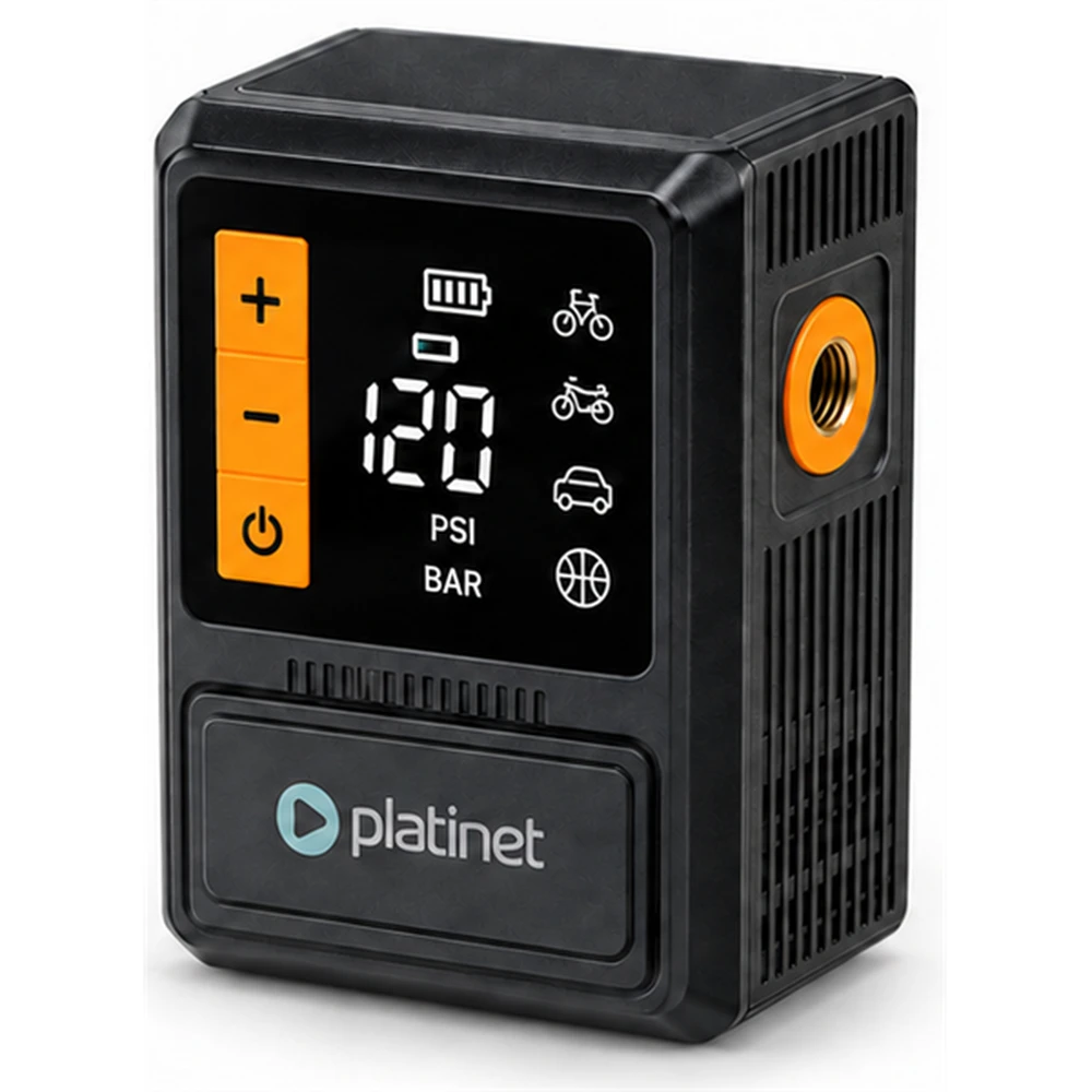 PLATINET Rechargeable battery mini bicycle compressor 1200 mAh black PTC70