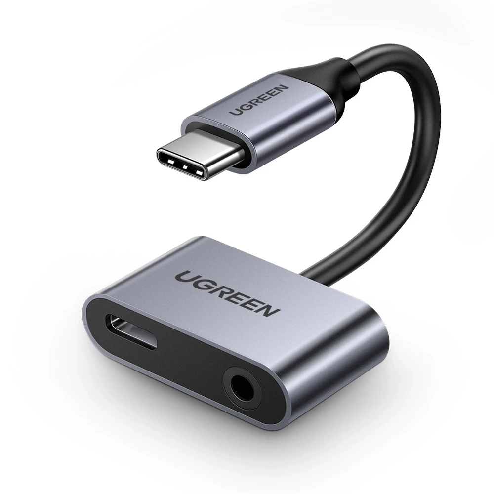 UGREEN USB 2.0 Type C USB 2.0 Type C + Jack Átalakító Szürke 10cm 50596
