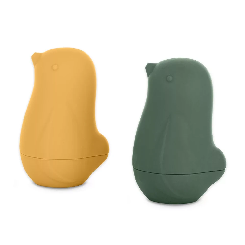 PETITE AND MARS Love birds silicone fürdőjáték - okker-zöld