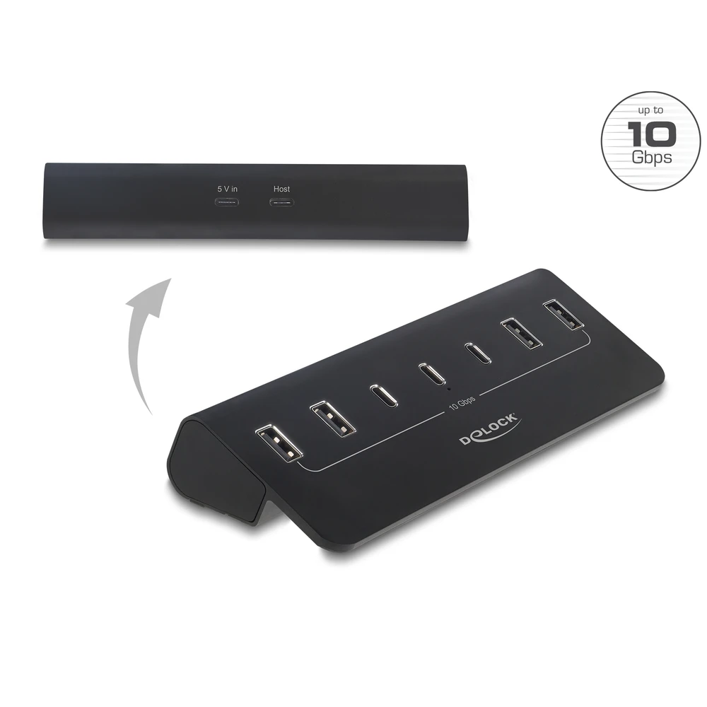 DELOCK 7 portos USB 10 Gbps hub 3 x USB Type-C i 4 x A-vrsta priključci 64283 DL64283